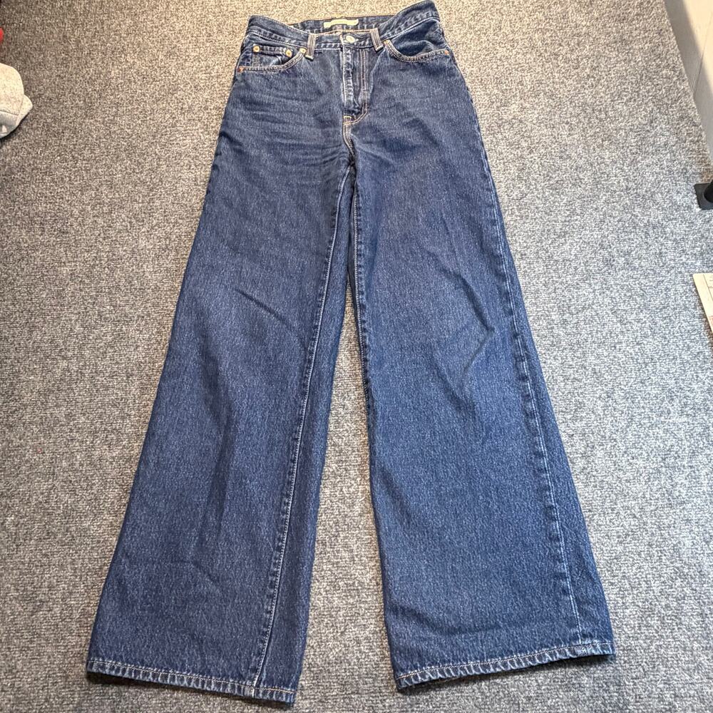 Levi's Ribcage Wide Leg Jeans Medium Wash High Rise Womens Size 26 x 30